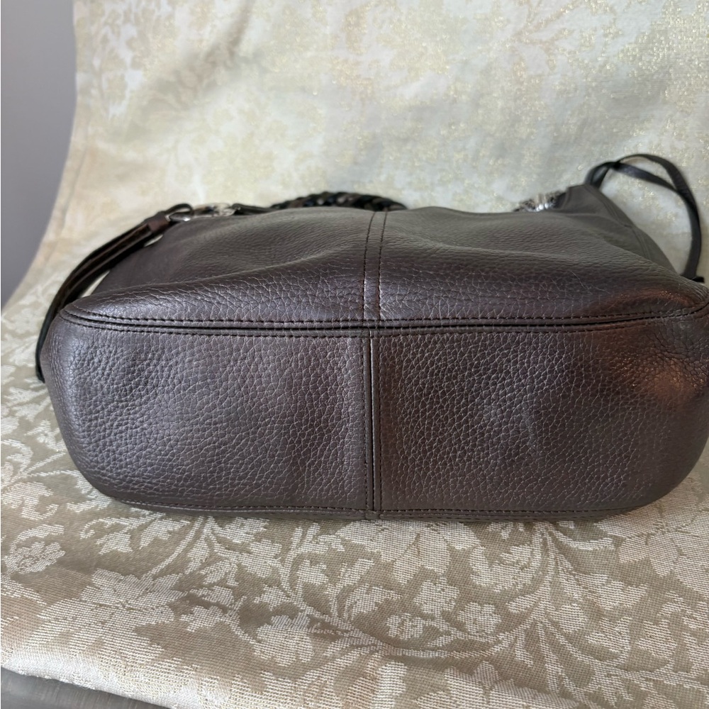 Brighton Barbados Pewter Pebbled Leather Hobo Bag with Heart Charms - Picture 11 of 16